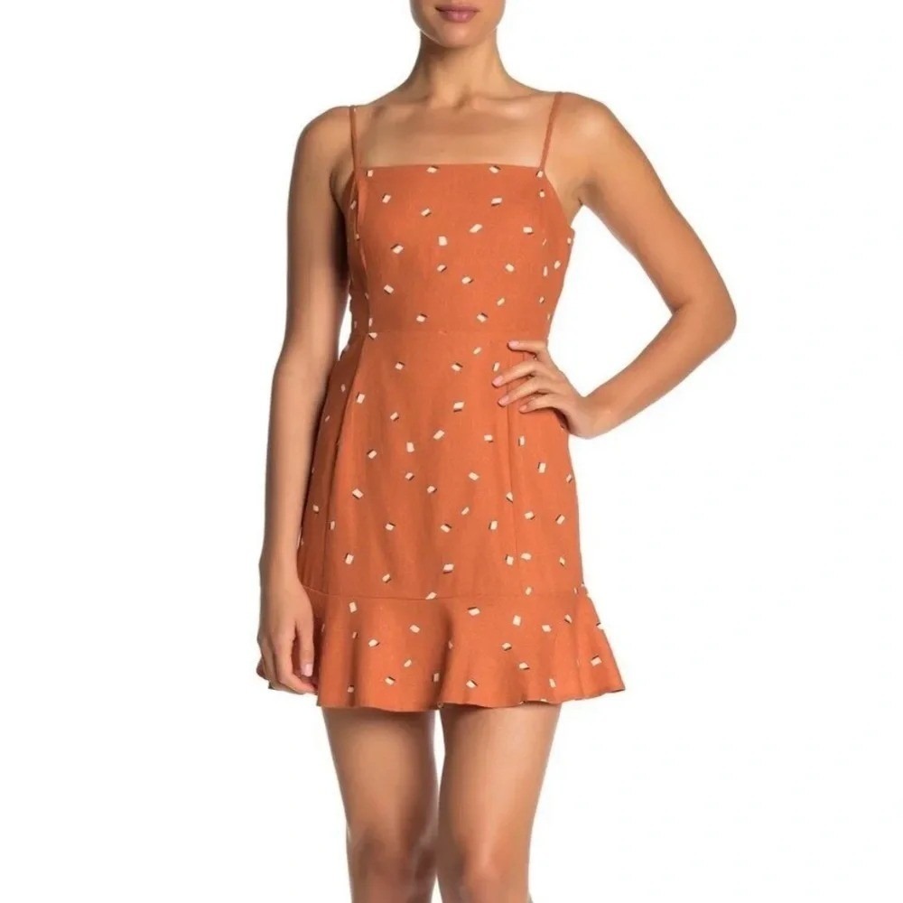 COAST | Woman's Burnt Orange Square Neck Sleeveless Confetti Mini Dress, Size S